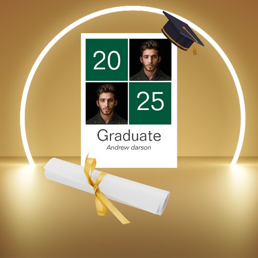 groene portret afstudeer uitnodiging