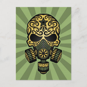 Groene Post Apocalyptic Sugar Skull Briefkaart