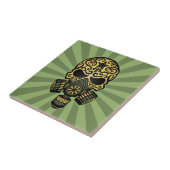 Groene Post Apocalyptic Sugar Skull Tegeltje (Zijkant)