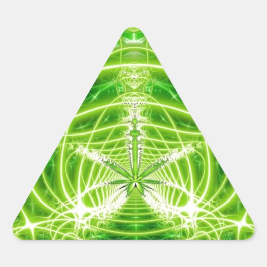 Groene potblad fractal driehoek sticker (Voorkant)