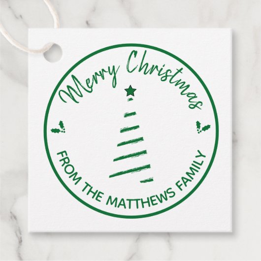 Groene prettige kerst van Label met aangepaste naa (Voorkant)