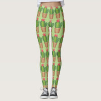 Groene Prickly Cactus Potted Plant Flower Leggings