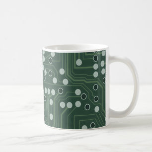 Groene printplaat Achtergrond Patroon Kunst Koffie Koffiemok