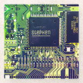 Groene printplaat ・ Geek elektronische PCB Glazen Onderzetter (Voorkant)