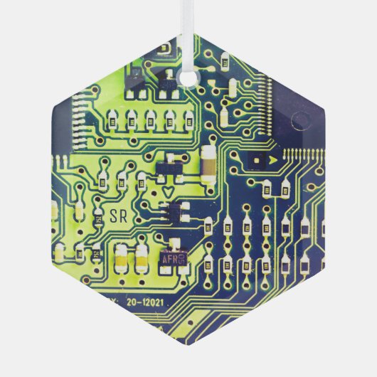Groene printplaat PCB Aangepaste geek Glas Ornament (Voorkant)