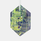 Groene printplaat PCB Aangepaste geek Glas Ornament (Voorkant links)