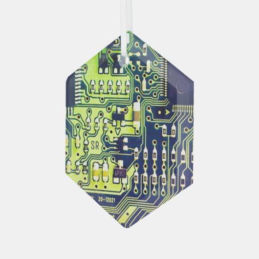 Groene printplaat PCB Aangepaste geek Glas Ornament (Voorkant links)
