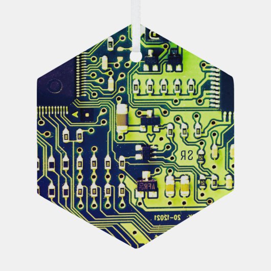 Groene printplaat PCB Aangepaste geek Glas Ornament (Achterkant)
