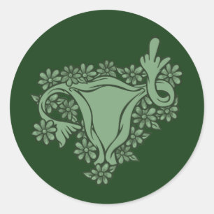 Groene Pro-Choice Protest Middelgrote Vingeruterus Ronde Sticker