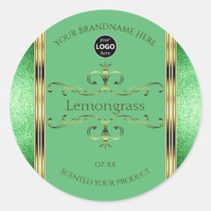Groene productlabels  Faux Gold Decor Logo Ronde Sticker