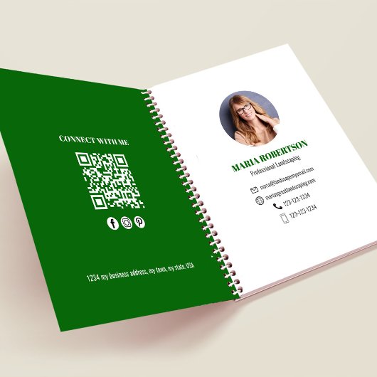 Groene professionele foto zakelijke QR-code  Notitieboek