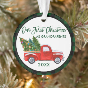 Groene Pset First Kerstmis als Grandouders Truck Ornament