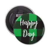 Groene Pset Pattern Happy Day Button Flesopener (Voorkant)