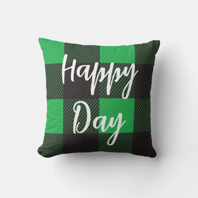 Groene Pset Pattern Happy Day Kussen (Voorkant)