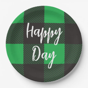 Groene Pset Pattern Happy Day Papieren Bordje