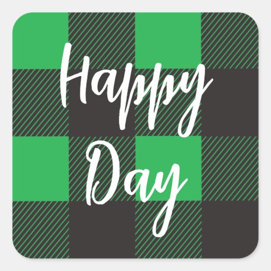 Groene Pset Pattern Happy Day Vierkante Sticker (Voorkant)