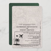 Groene Puerto Rico Paspoort Uitnodiging voor het H (Voorkant / Achterkant)