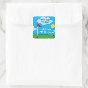 Groene putt mini golf kinderen Verjaardagsfeest Vierkante Sticker