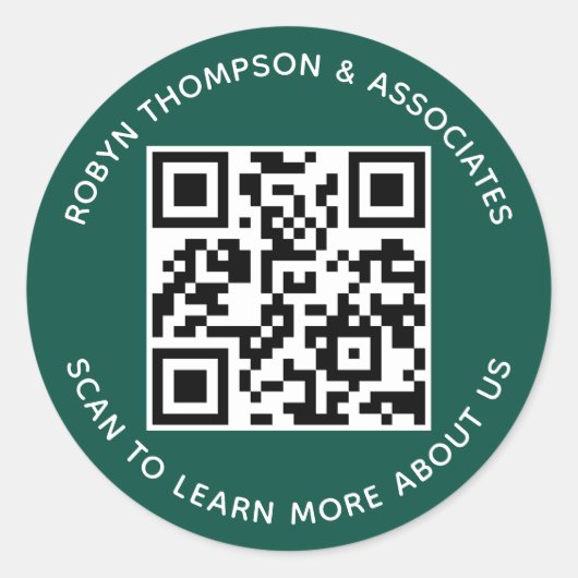 Groene QR-code Stickers Aangepaste Zakelijke Naam (Voorkant)