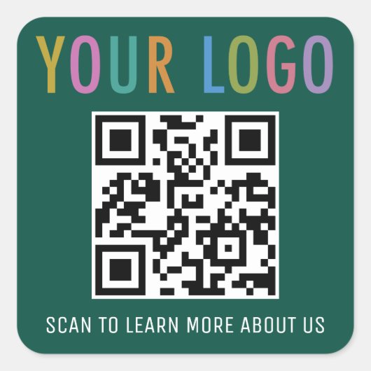 Groene QR-code Stickers Custom Business Logo Squar (Voorkant)