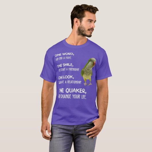 Groene Quaker One Quaker Parrot Bird verander je T-shirt (Voorkant volledig)