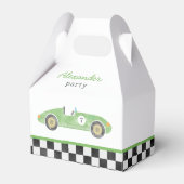 Groene race auto verjaardag bedankdoosjes (Voorkant Zijde)