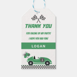 Groene Race Auto Verjaardagsfeest Dank u Cadeau La Cadeaulabel
