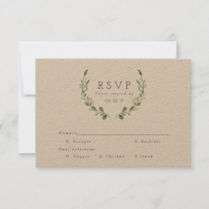 Groene Ranken Aquarel   Rustieke RSVP Kaartje