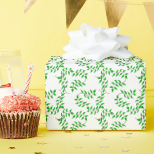 Groene ranken op wit cadeaupapier