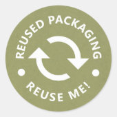 Groene Recyclen en hergebruikte verpakking, hergeb Ronde Sticker (Voorkant)