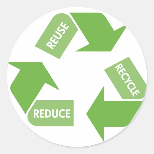 Groene Recyclen hergebruikreductie Ronde Sticker (Voorkant)