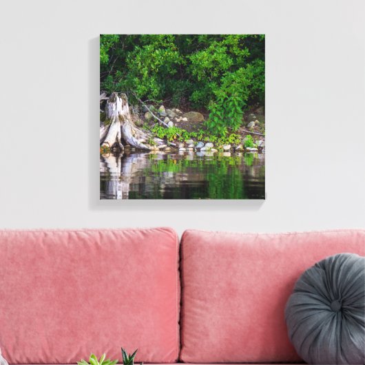 Groene reflecties canvas afdruk (Insitu (Woonkamer))