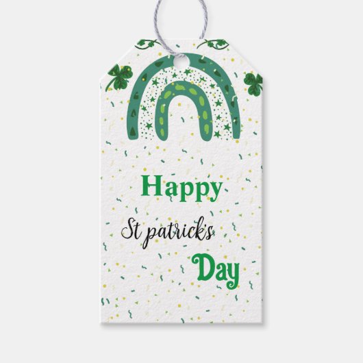Groene regenboog Happy st patrick's dag Cadeaulabel (Voorkant)