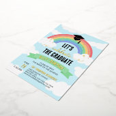 Groene Regenboog Wolken Laten we de Afgestudeerde Folie Uitnodiging (Gedraaid)
