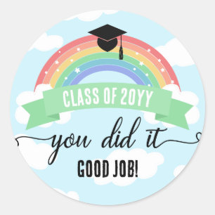 Groene regenboogwolken die je hebt Afstuderen Ronde Sticker