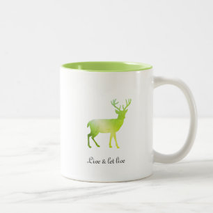 Groene Rendier Silhouet & Calligrafie Tweekleurige Koffiemok