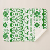 Groene rendieren Kerstmis gebreid Sherpa Deken (Voorkant (horizontaal))
