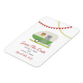 Groene retro aanhangwagen Sla de datum op Magneet (Linkerzijde)