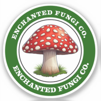 Groene Retro Amanita Muscaria Mushroom Sticker
