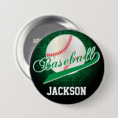 Groene Retro Baseball Style Ronde Button 7,6 Cm (Voorkant /achterkant)