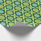 Groene retro bloemen cadeaupapier (Hoek)