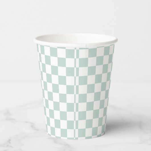 Groene Retro Checker verjaardag Papieren Bekers (Rechts)