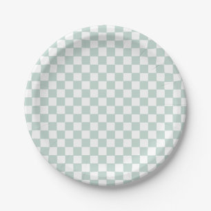 Groene Retro Checker verjaardags Papieren Borden Bordje