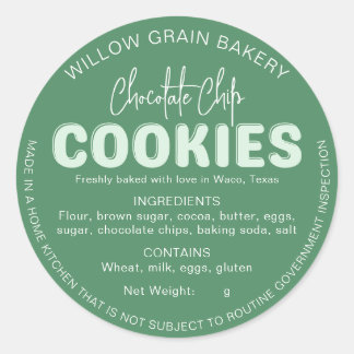Groene Retro Cottage Koek Ingredientenlijst Sticke Ronde Sticker