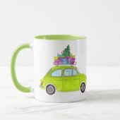 Groene Retro Fiat 500 met cadeautjes Waterverf Mok (Links)