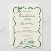 GROENE RETRO HANDGETEKENDE 30e verjaardag Kaart (Voorkant)