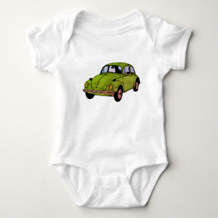 Groene Retro Hippie Auto Tekening, Jersey Bodysuit