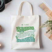 Groene retro leraar waardering gepersonaliseerd tote bag