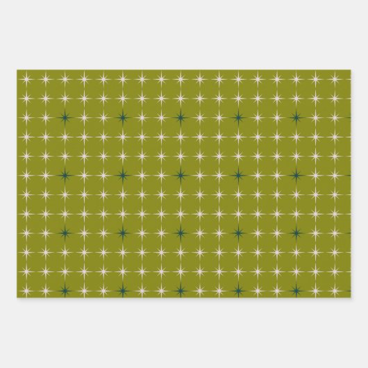 Groene Retro Mid Century Moderne Kattenkerst Inpakpapier Vel (Voorkant 2)