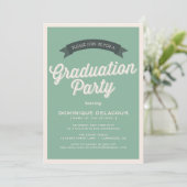 GROENE RETRO SCRIPT | INSCHRIJVING VAN DE GRADUATI KAART (Staand voorkant)